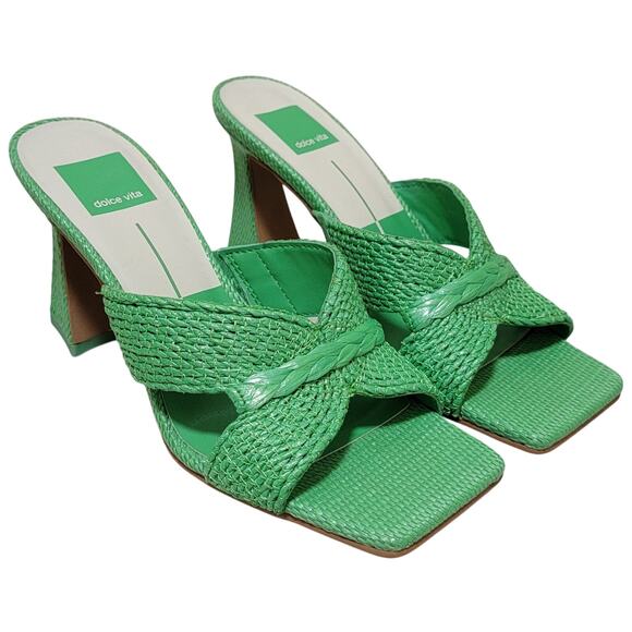 Dolce Vita Women Nitro Espadrille Slide Sandal Size US 6.5 Seaglass Green Raffia - Picture 2 of 6